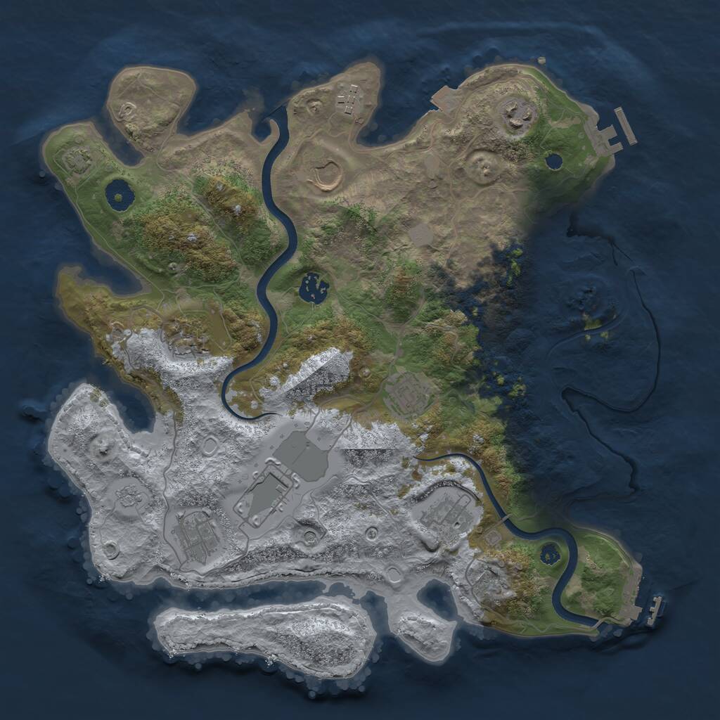 Rust Map: Procedural Map, Size: 3650, Seed: 41154400, 15 Monuments