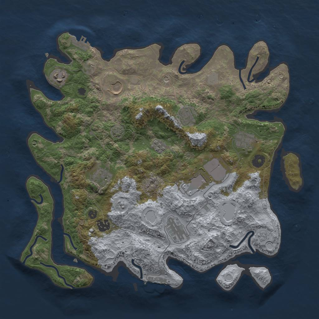 Rust Map: Procedural Map, Size: 3700, Seed: 37081144, 17 Monuments