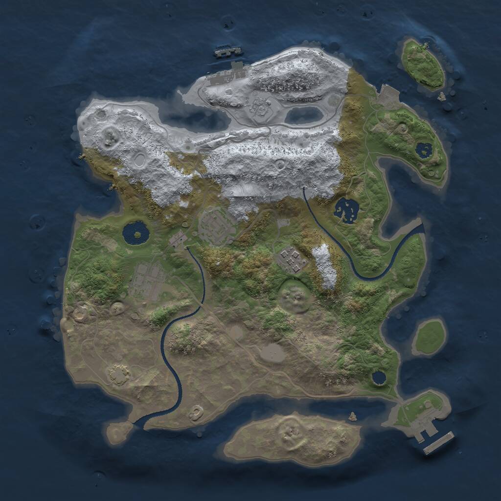 Rust Map: Procedural Map, Size: 3000, Seed: 1626513730, 9 Monuments