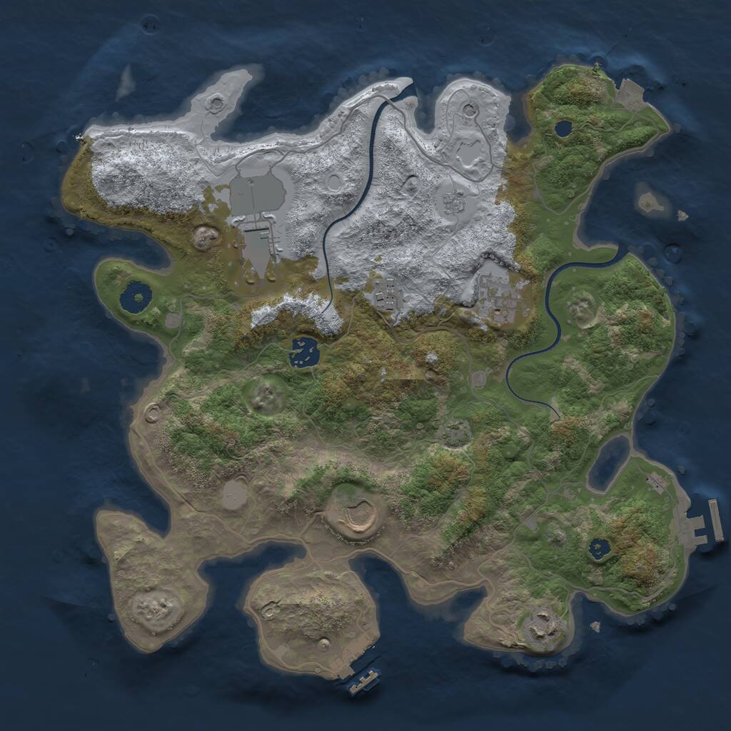Rust Map: Procedural Map, Size: 3500, Seed: 1298860529, 12 Monuments
