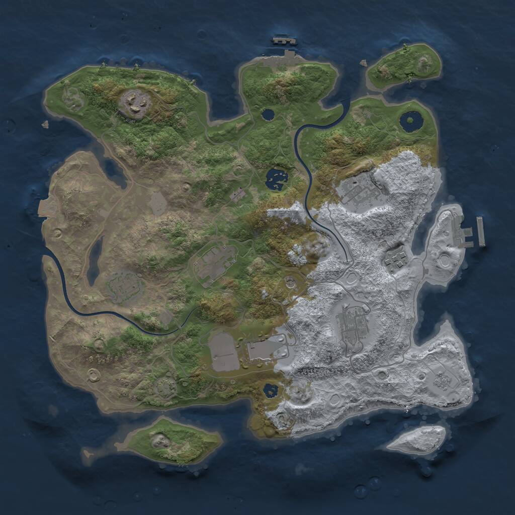 Rust Map: Procedural Map, Size: 3500, Seed: 59091729, 14 Monuments
