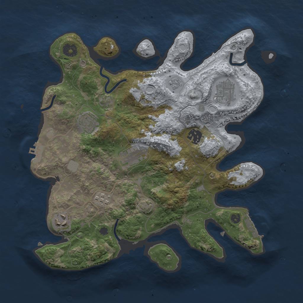 Rust Map: Procedural Map, Size: 3200, Seed: 5000, 13 Monuments