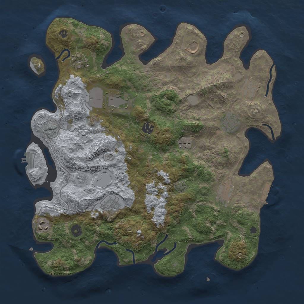 Rust Map: Procedural Map, Size: 3900, Seed: 72585985, 18 Monuments
