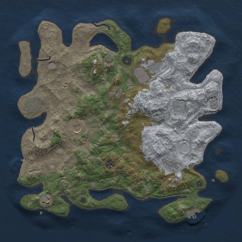 Rust Map: Procedural Map, Size: 3900, Seed: 7268581, 17 Monuments