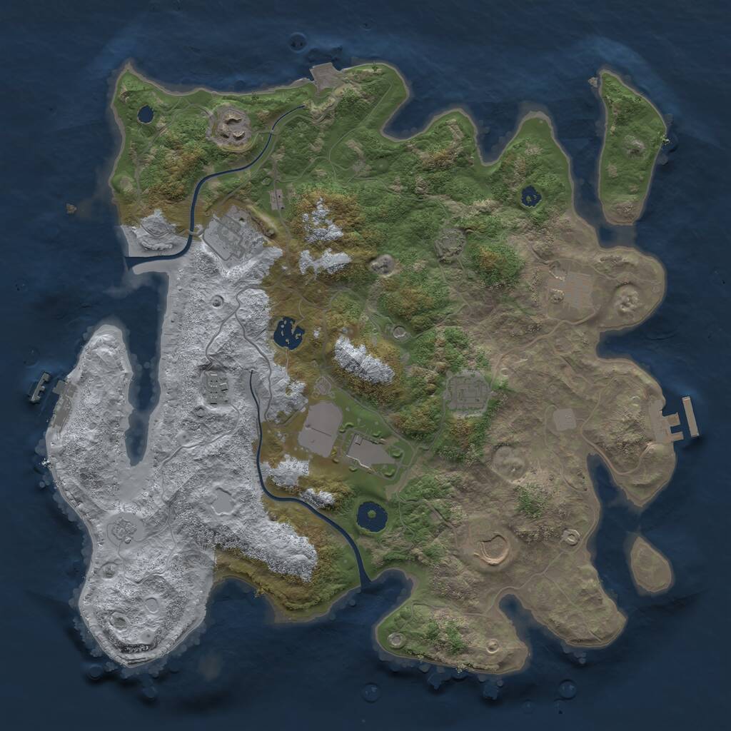 Rust Map: Procedural Map, Size: 3650, Seed: 83766872, 14 Monuments