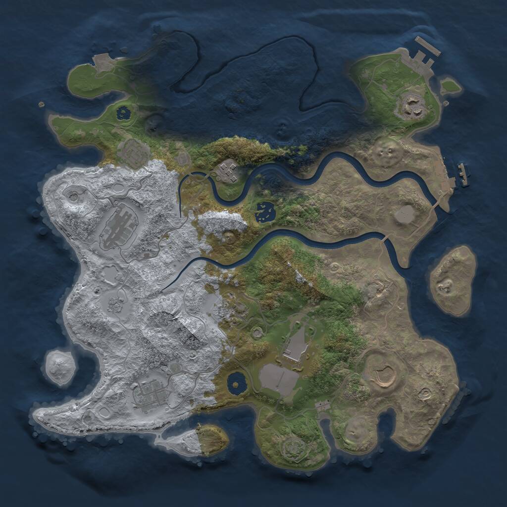 Rust Map: Procedural Map, Size: 3550, Seed: 19761621, 15 Monuments
