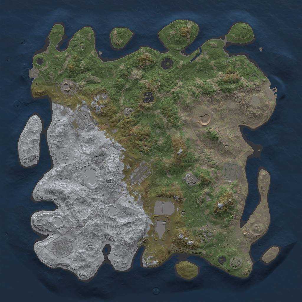 Rust Map: Procedural Map, Size: 3900, Seed: 29265037, 17 Monuments