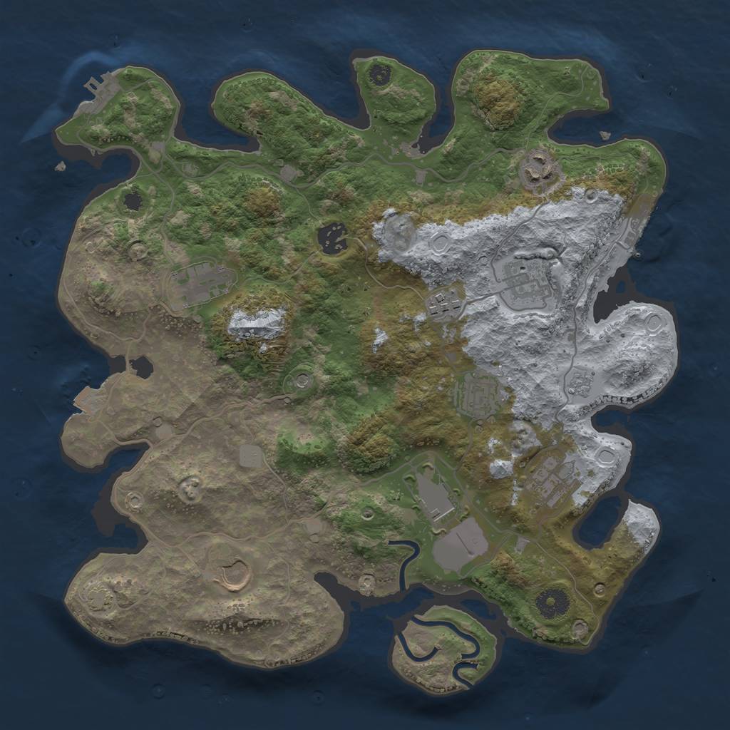 Rust Map: Procedural Map, Size: 3500, Seed: 736263, 17 Monuments