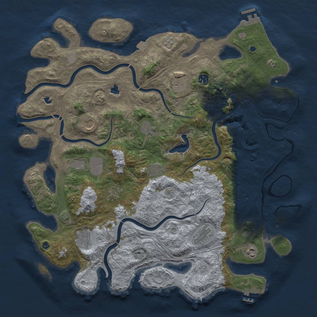 Rust Map: Procedural Map, Size: 4500, Seed: 1937085776, 17 Monuments