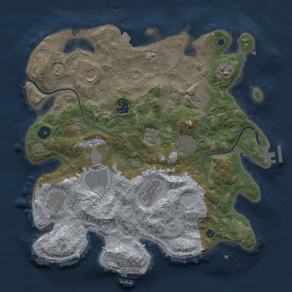 Rust Map: Procedural Map, Size: 3500, Seed: 1551879385, 15 Monuments