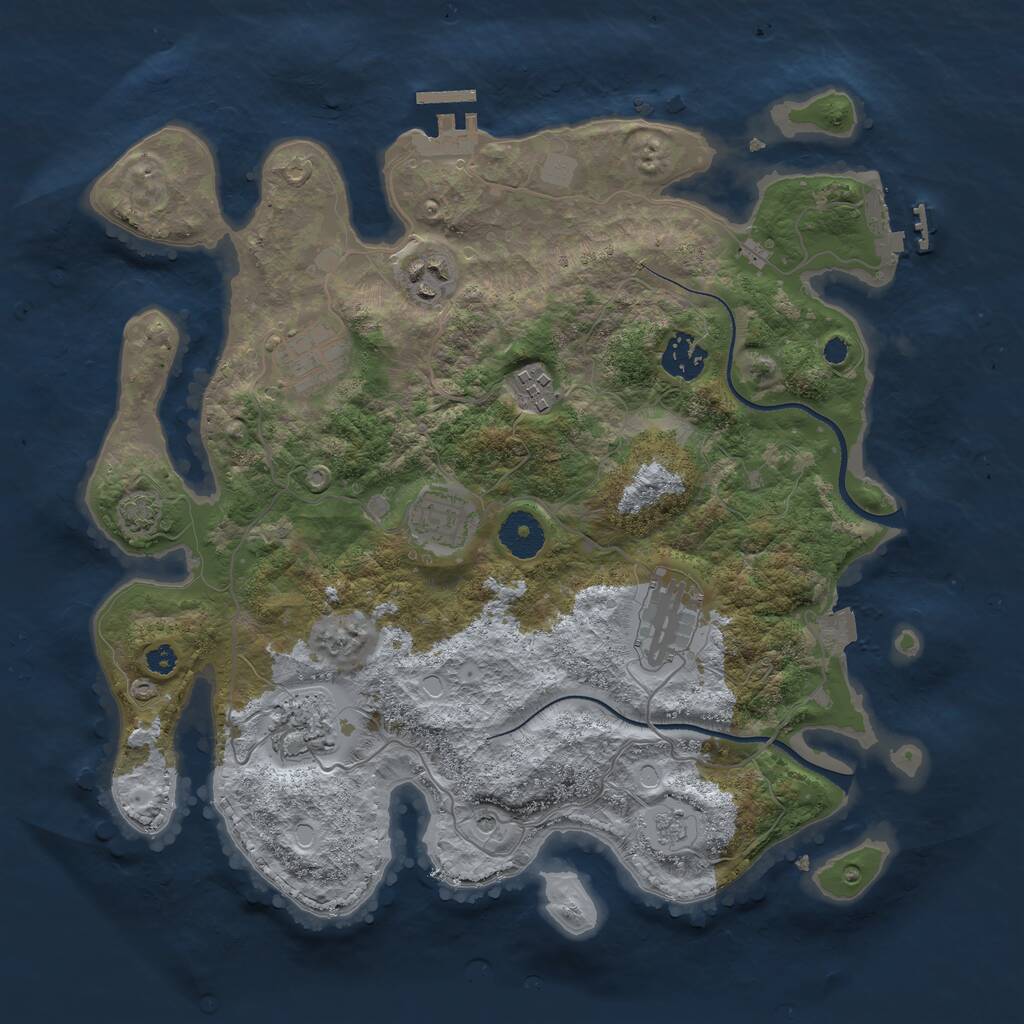 Rust Map: Procedural Map, Size: 3450, Seed: 82585748, 13 Monuments