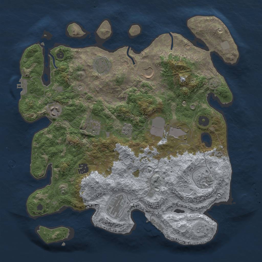 Rust Map: Procedural Map, Size: 3600, Seed: 65715835, 17 Monuments