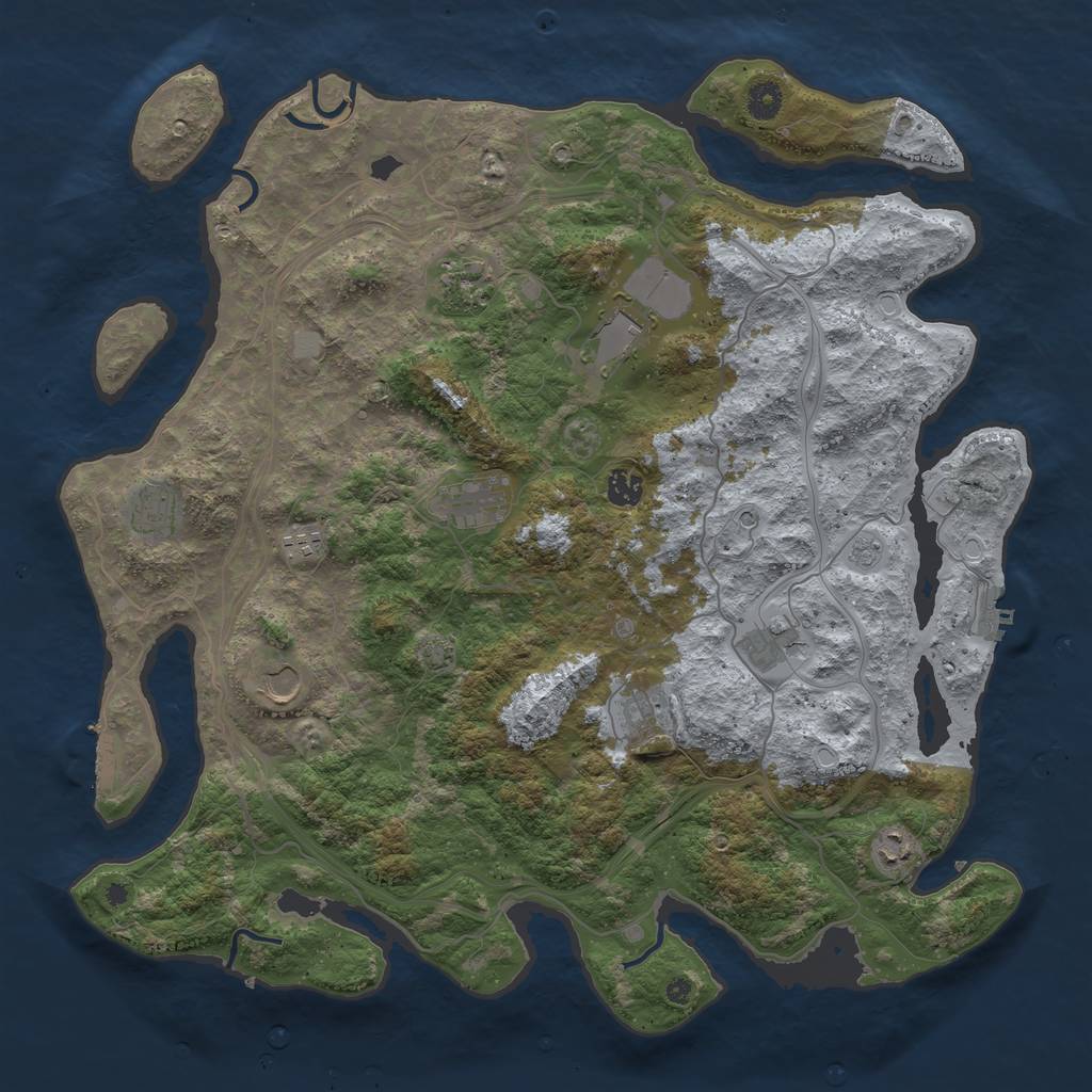 Rust Map: Procedural Map, Size: 4400, Seed: 49582500, 18 Monuments