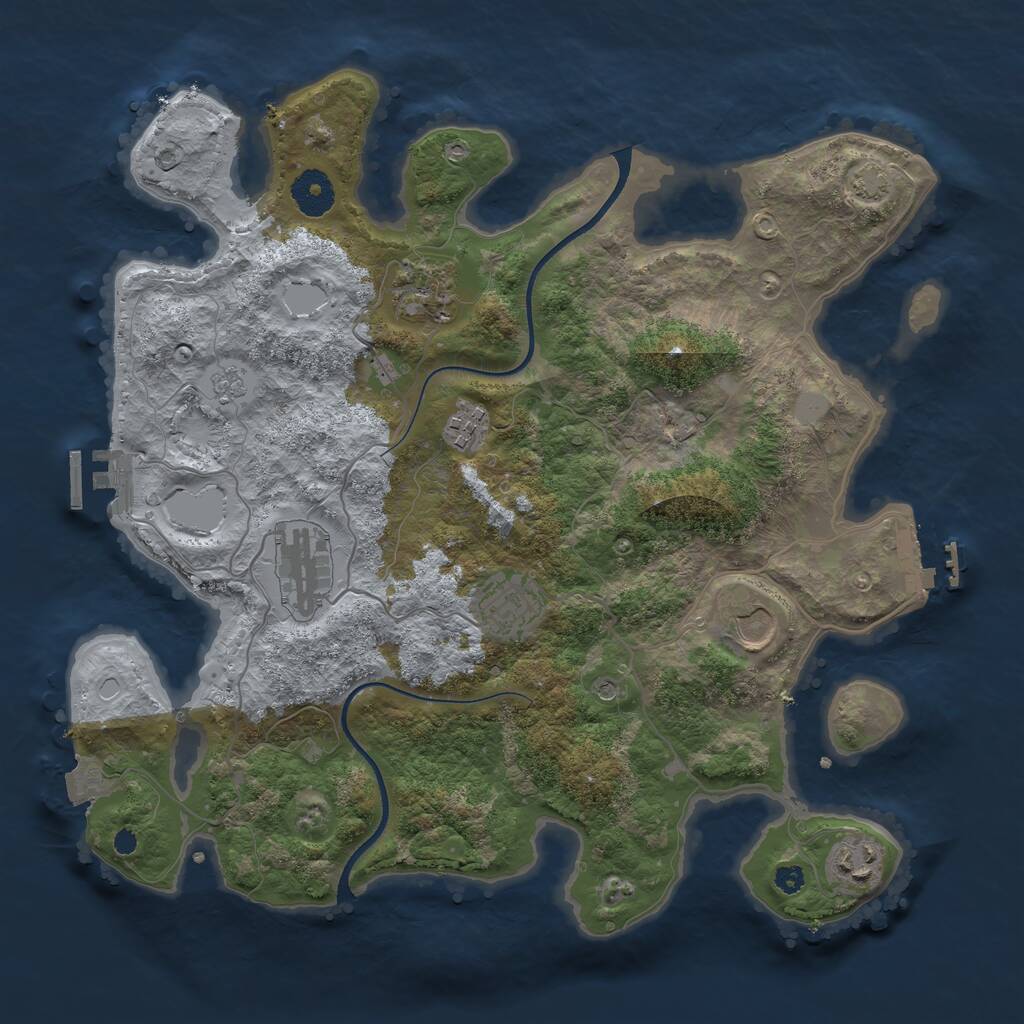 Rust Map: Procedural Map, Size: 3500, Seed: 1809648326, 12 Monuments