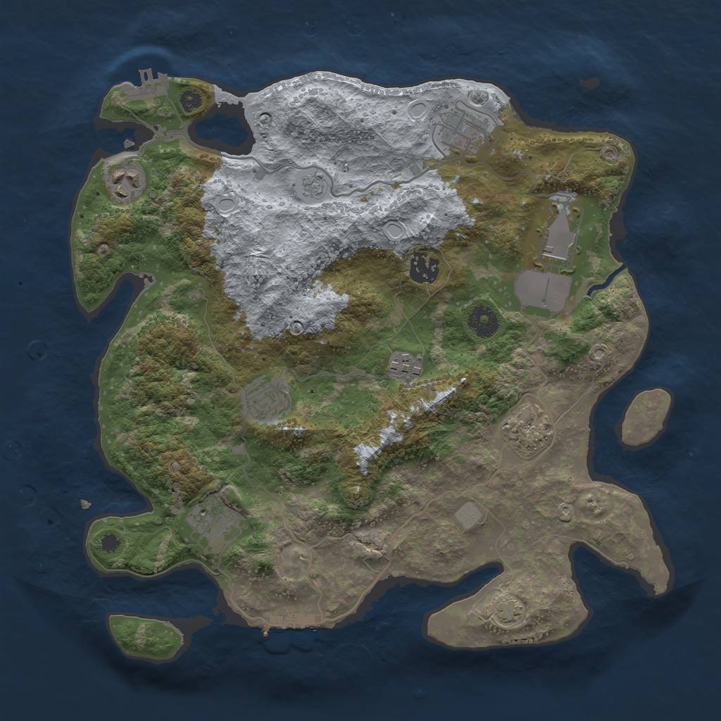 Rust Map: Procedural Map, Size: 3500, Seed: 554616317, 15 Monuments