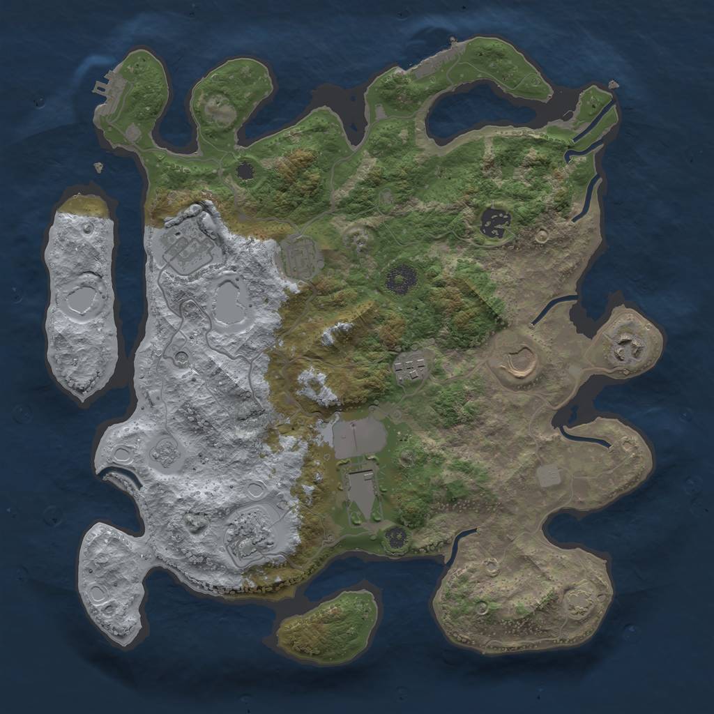 Rust Map: Procedural Map, Size: 3500, Seed: 5970590, 16 Monuments