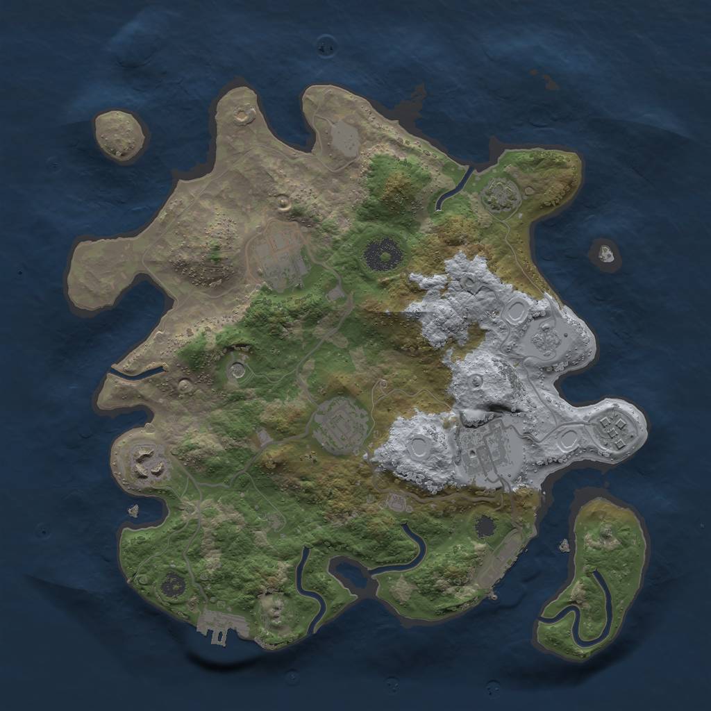 Rust Map: Procedural Map, Size: 3000, Seed: 4697, 13 Monuments