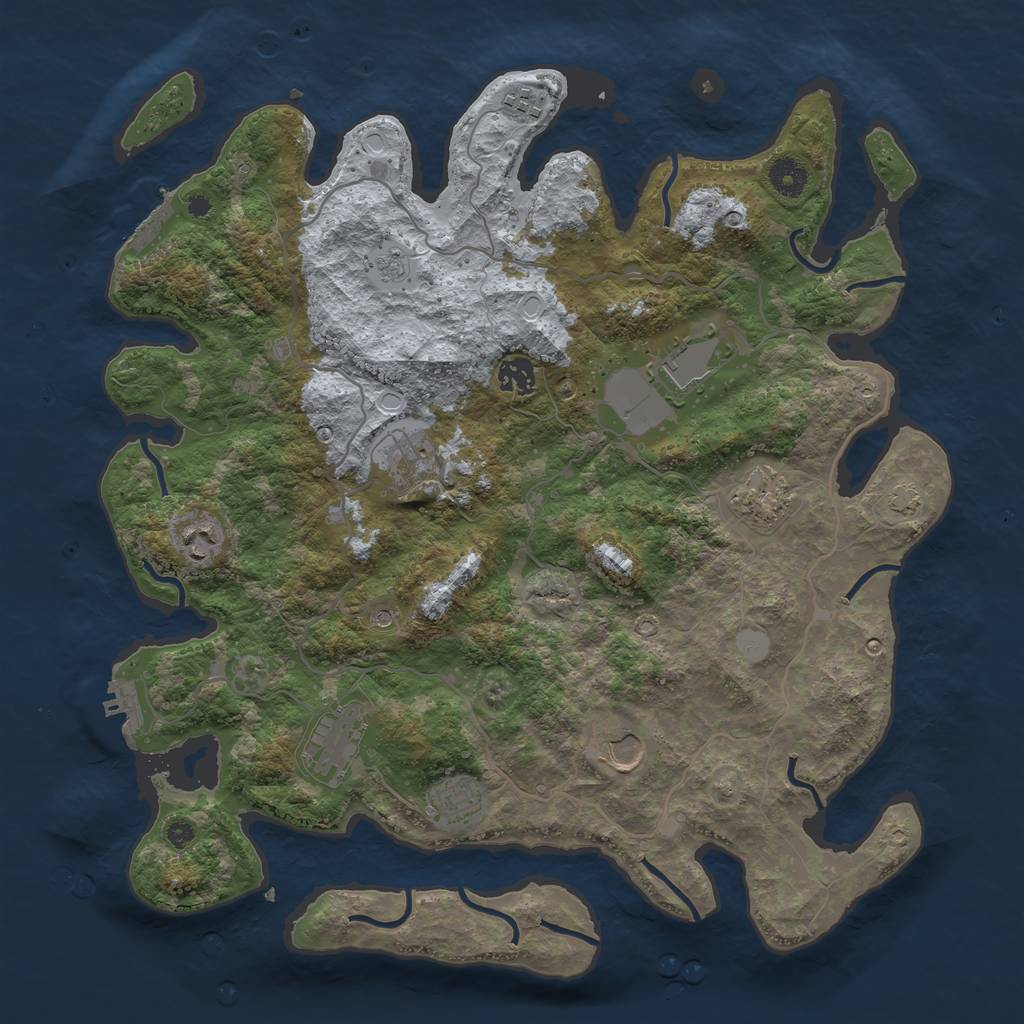 Rust Map: Procedural Map, Size: 4000, Seed: 1755944562, 17 Monuments