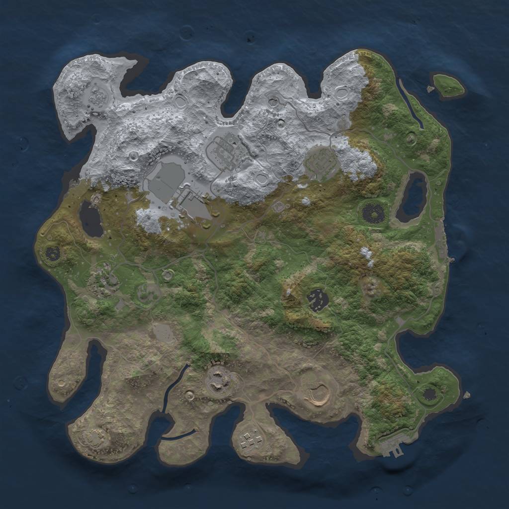 Rust Map: Procedural Map, Size: 3500, Seed: 38219746, 16 Monuments