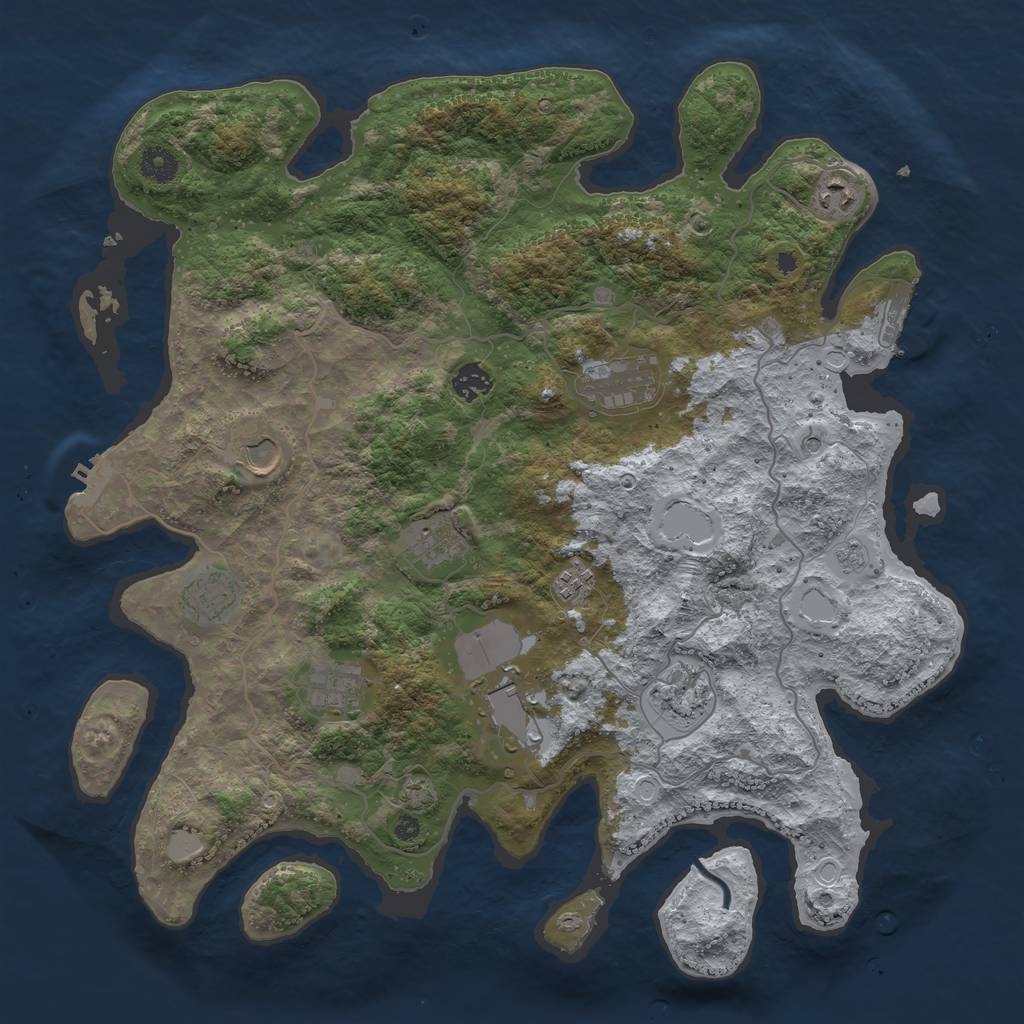 Rust Map: Procedural Map, Size: 4100, Seed: 44540734, 18 Monuments