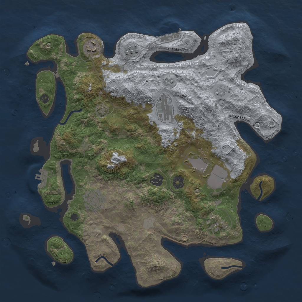 Rust Map: Procedural Map, Size: 3500, Seed: 333811177, 14 Monuments