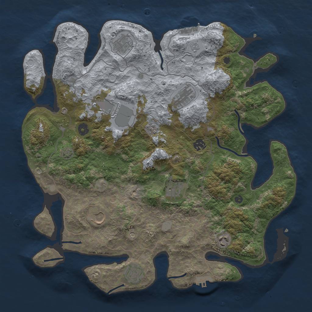 Rust Map: Procedural Map, Size: 4000, Seed: 1985608327, 17 Monuments