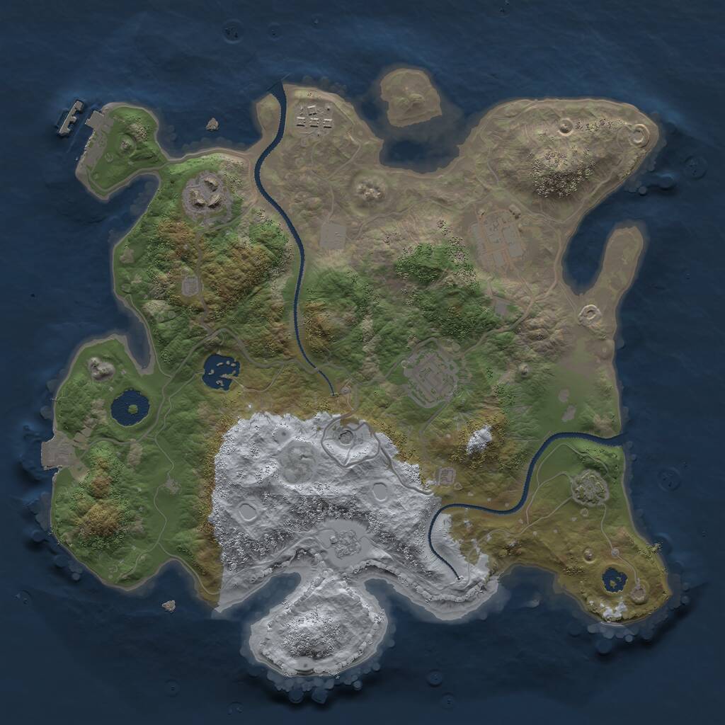 Rust Map: Procedural Map, Size: 3000, Seed: 626, 10 Monuments