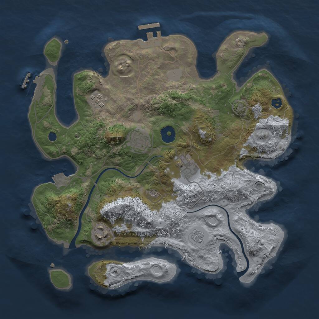 Rust Map: Procedural Map, Size: 3000, Seed: 910762430, 10 Monuments