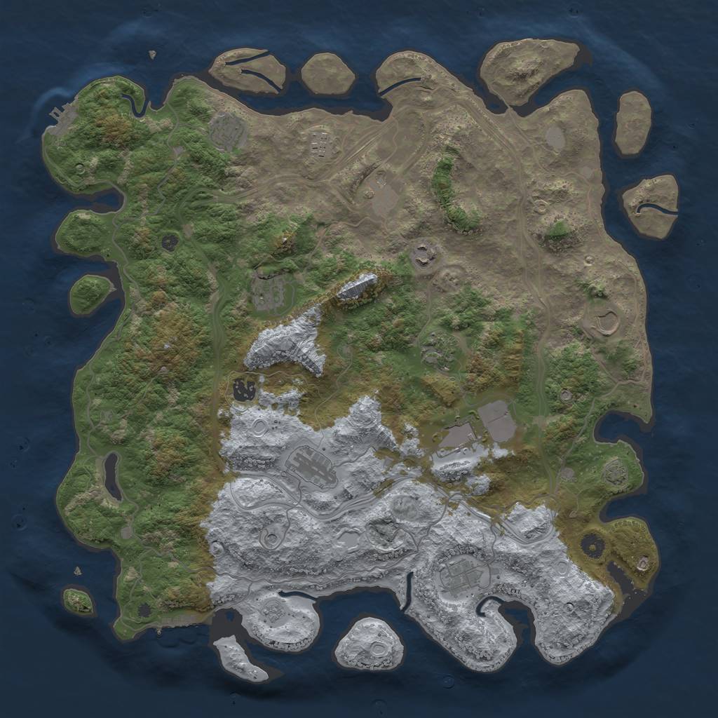 Rust Map: Procedural Map, Size: 4500, Seed: 1965253623, 19 Monuments