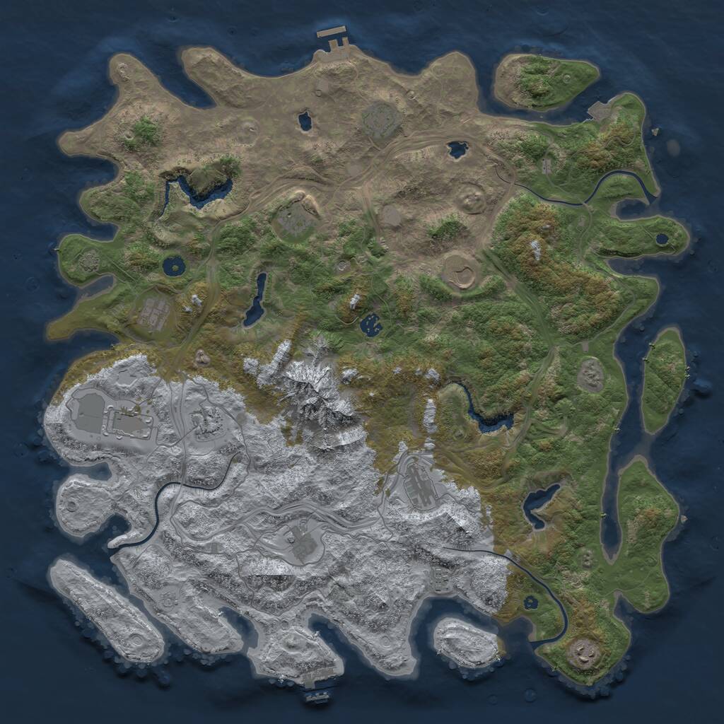 Rust Map: Procedural Map, Size: 5000, Seed: 1029348657, 17 Monuments