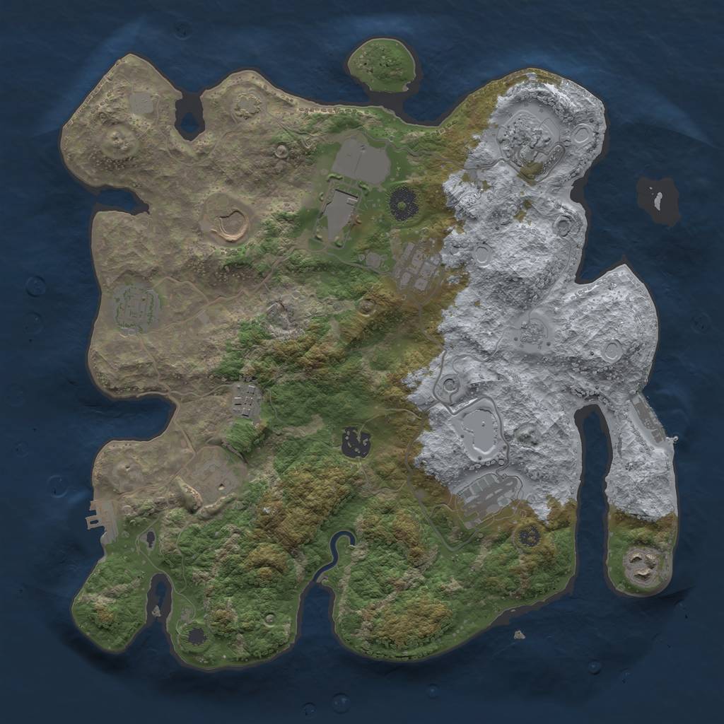 Rust Map: Procedural Map, Size: 3500, Seed: 29545251, 18 Monuments