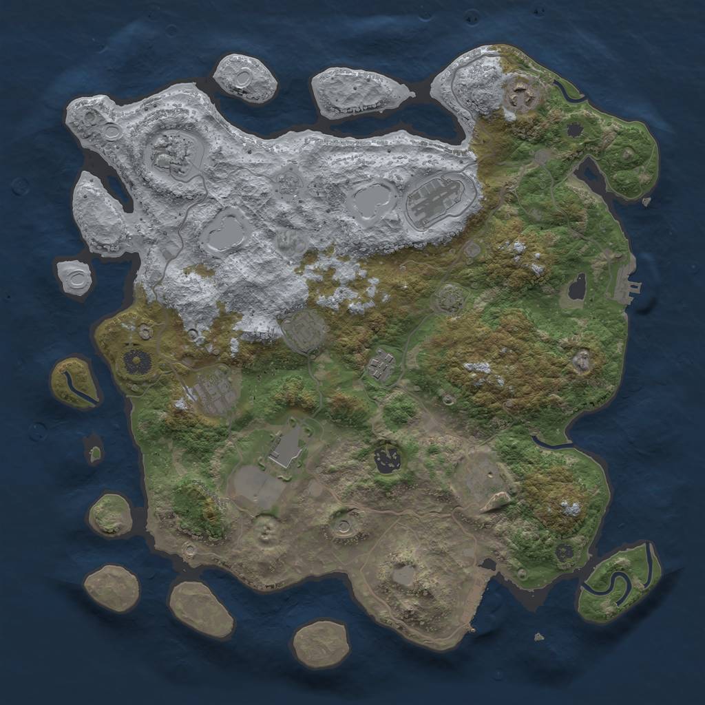 Rust Map: Procedural Map, Size: 3900, Seed: 15378190, 17 Monuments