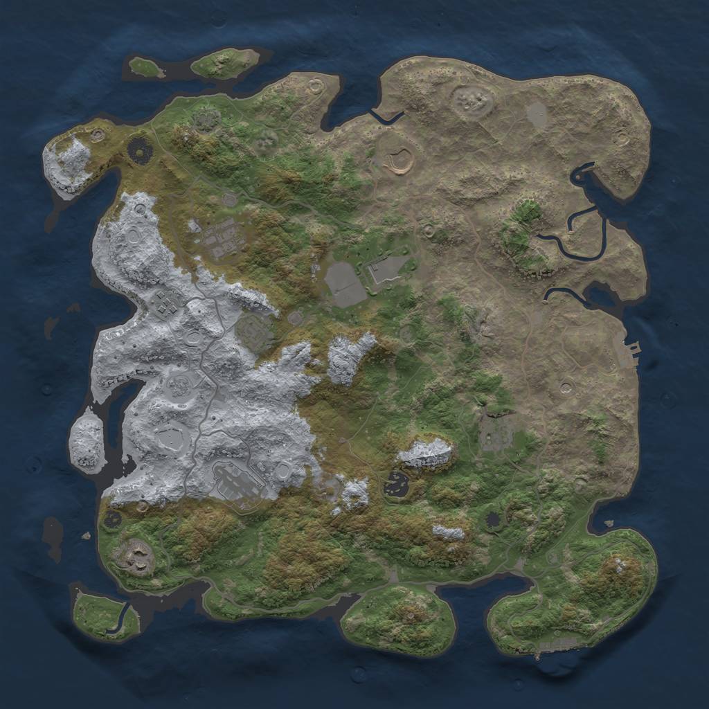 Rust Map: Procedural Map, Size: 4100, Seed: 5374695, 17 Monuments