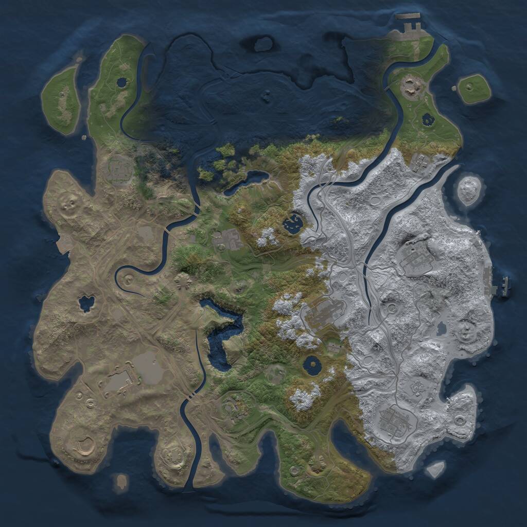 Rust Map: Procedural Map, Size: 4250, Seed: 13375581, 17 Monuments
