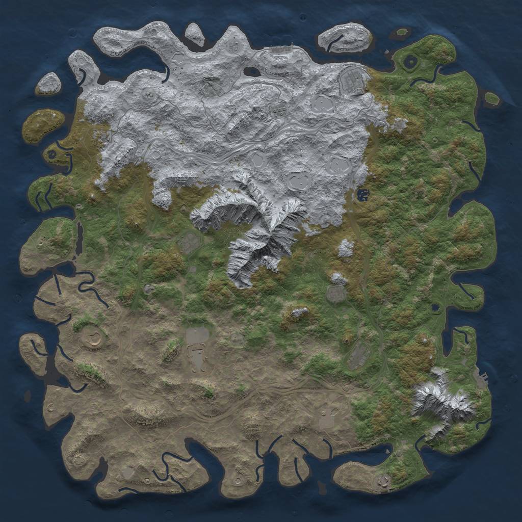 Rust Map: Procedural Map, Size: 6000, Seed: 345882584, 19 Monuments