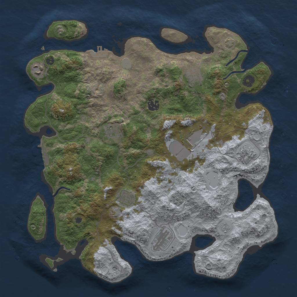 Rust Map: Procedural Map, Size: 3750, Seed: 62657645, 17 Monuments
