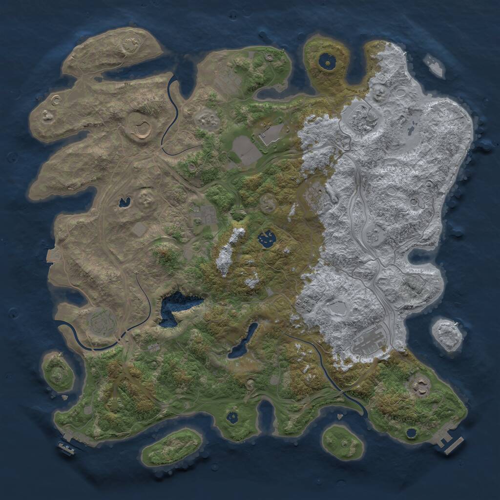 Rust Map: Procedural Map, Size: 4400, Seed: 199166, 17 Monuments