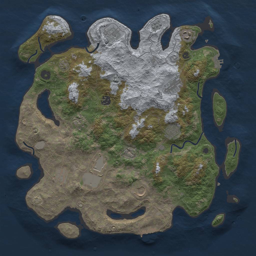 Rust Map: Procedural Map, Size: 3900, Seed: 48226432, 18 Monuments