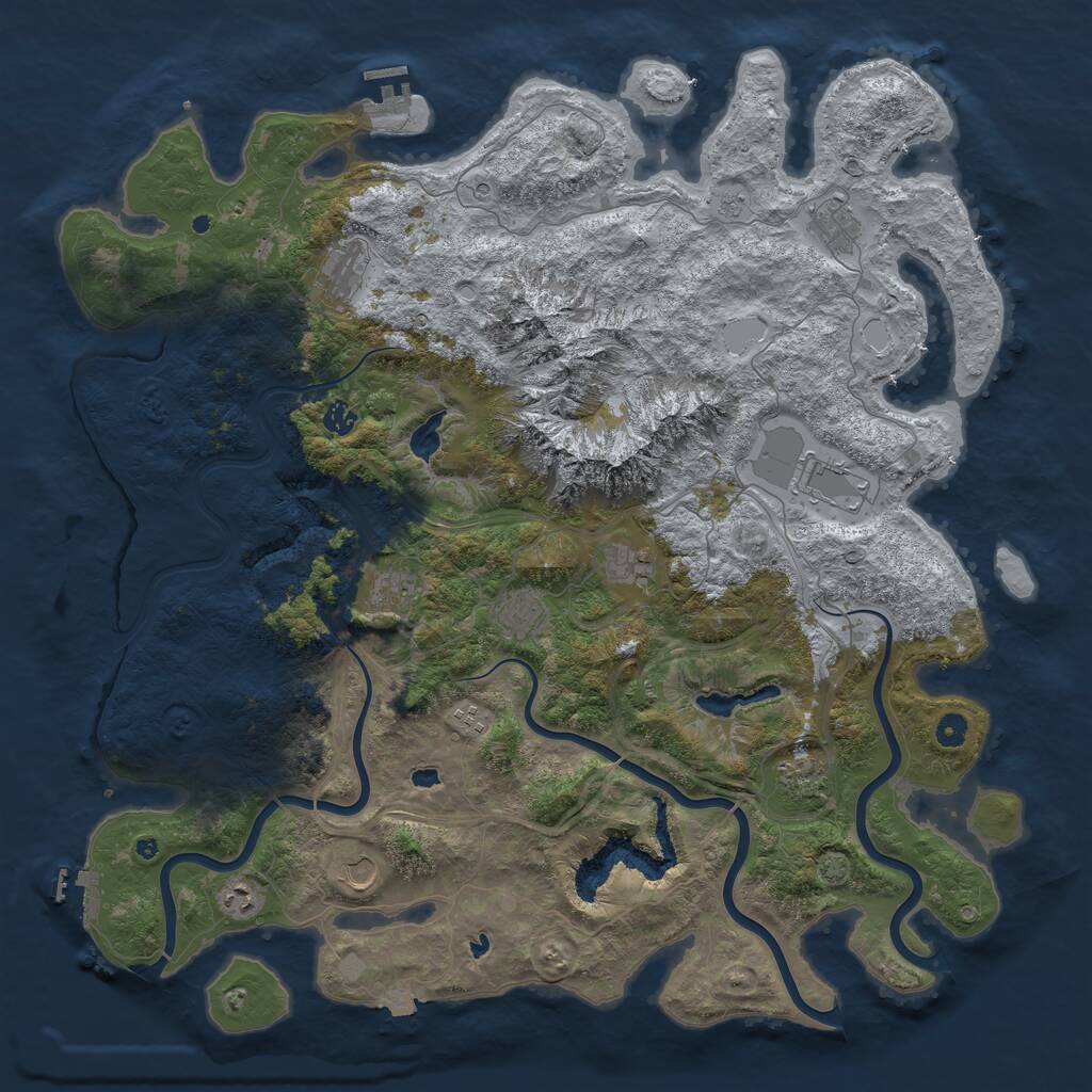 Rust Map: Procedural Map, Size: 5000, Seed: 498977170, 17 Monuments