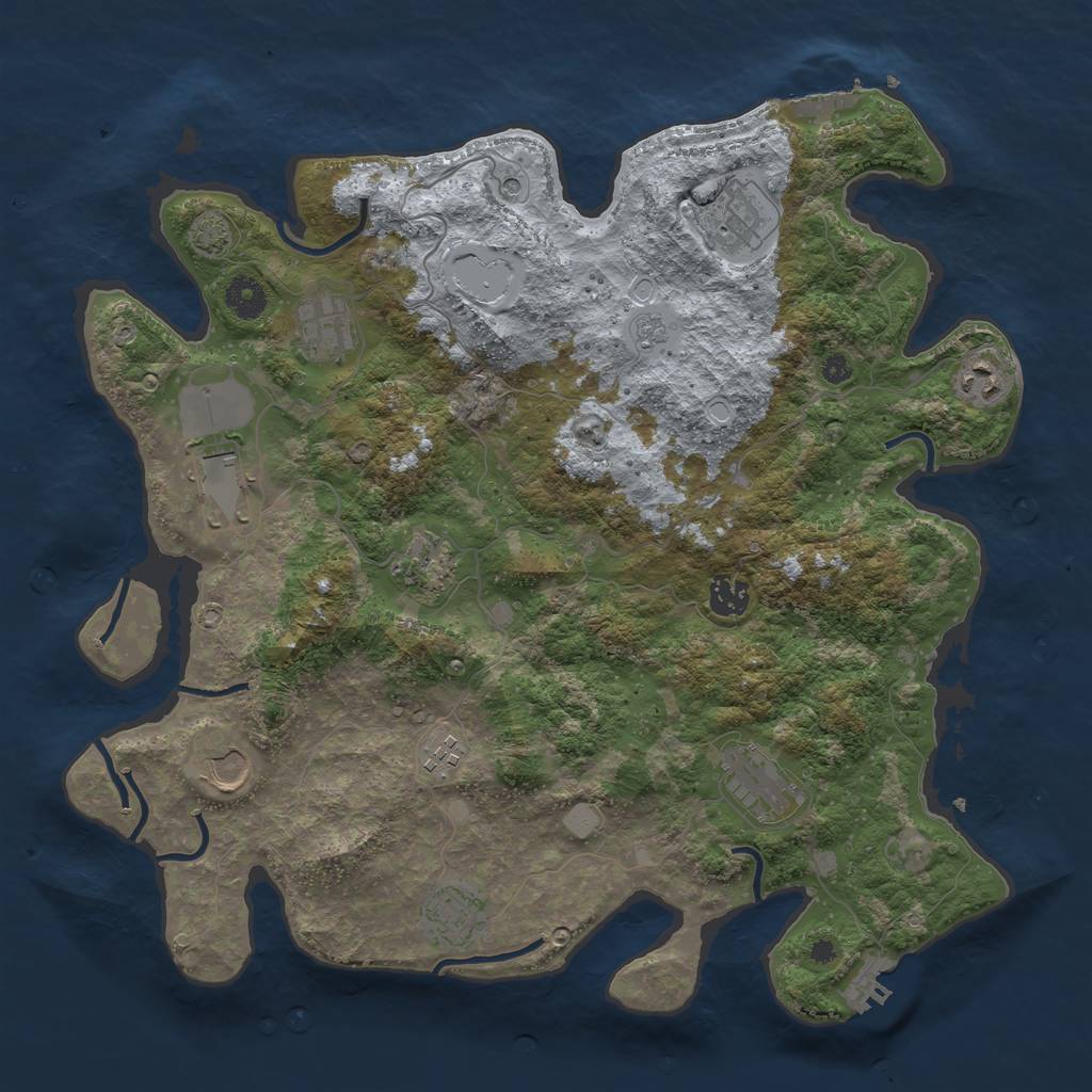Rust Map: Procedural Map, Size: 3900, Seed: 72263197, 18 Monuments