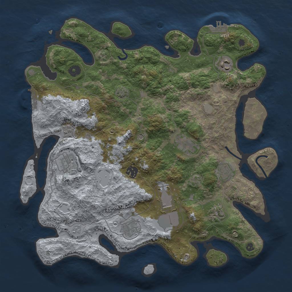 Rust Map: Procedural Map, Size: 3700, Seed: 17871276, 17 Monuments
