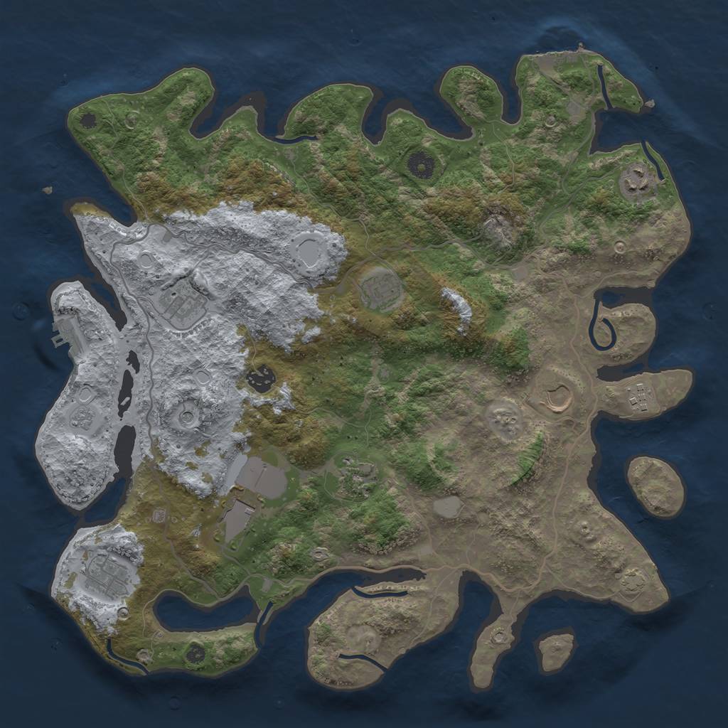 Rust Map: Procedural Map, Size: 4000, Seed: 2024962228, 17 Monuments