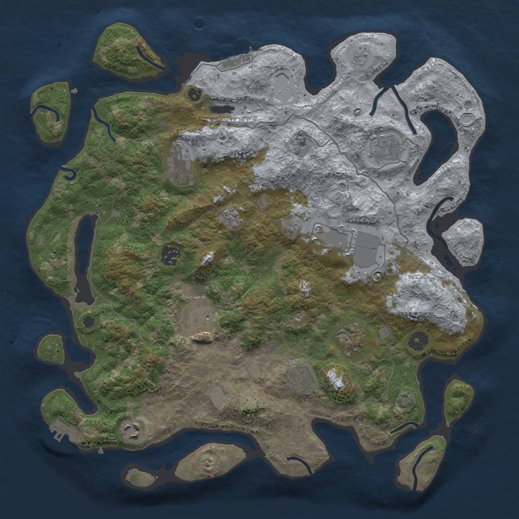 Rust Map: Procedural Map, Size: 4000, Seed: 88855125, 17 Monuments