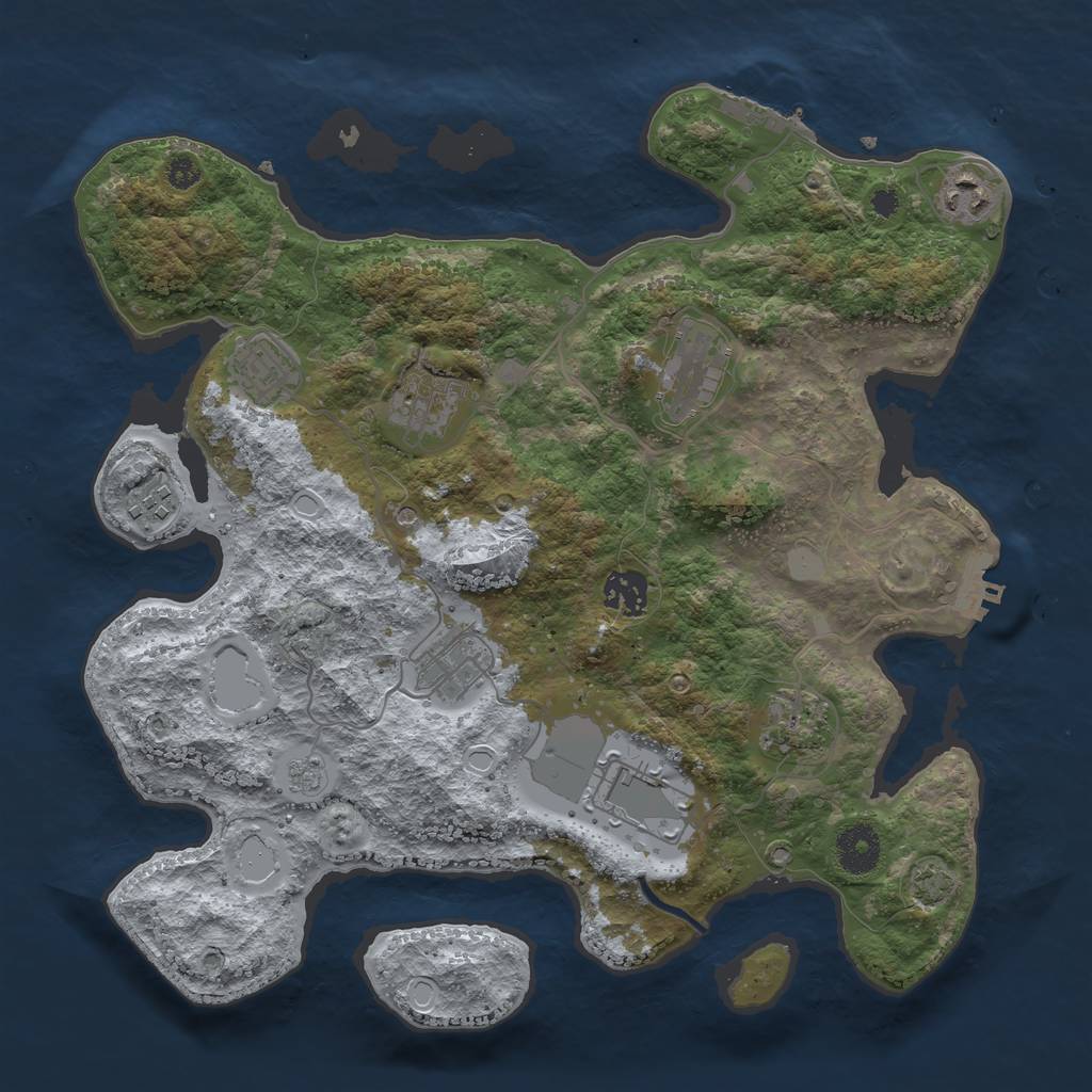 Rust Map: Procedural Map, Size: 3500, Seed: 113660888, 17 Monuments
