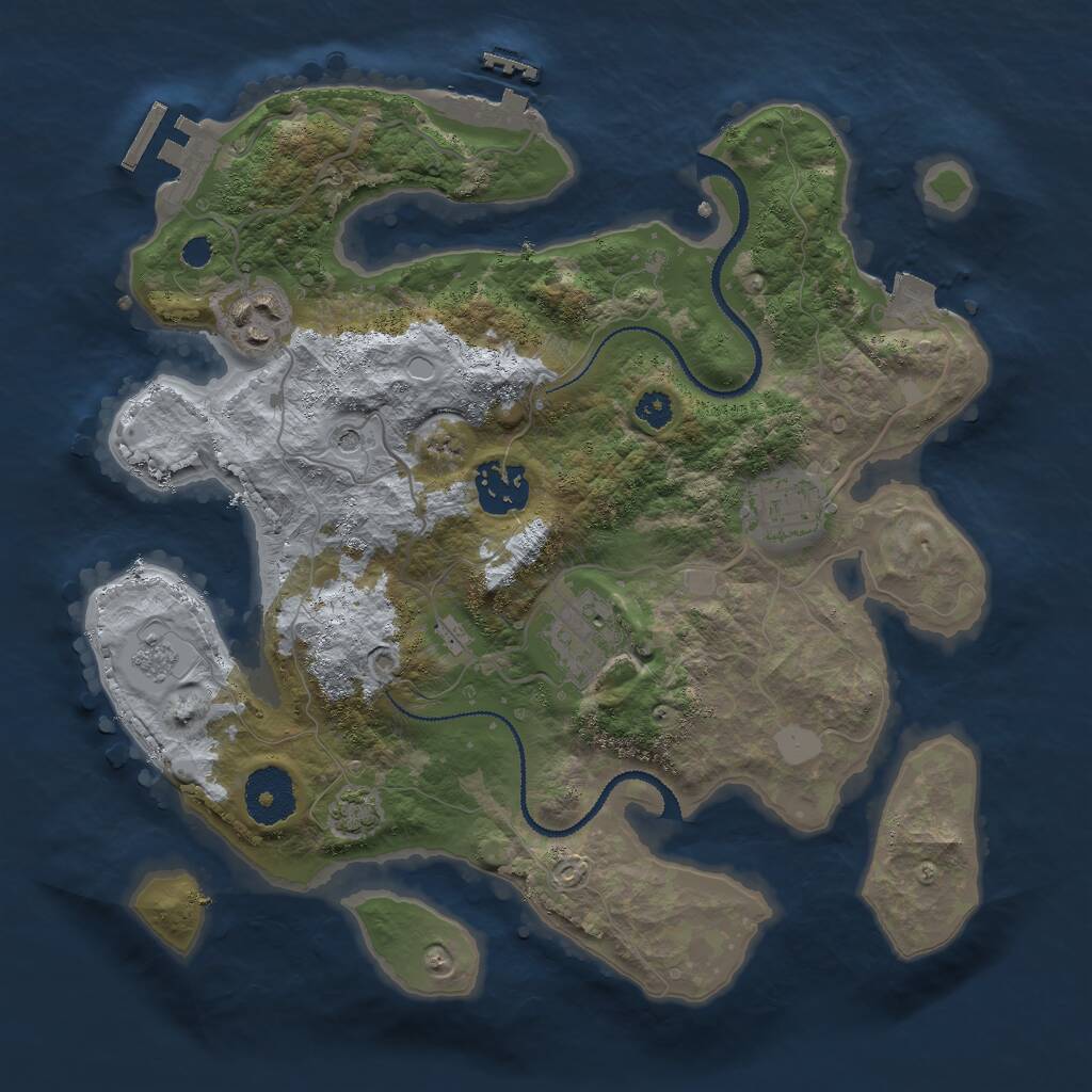 Rust Map: Procedural Map, Size: 3000, Seed: 30493041, 10 Monuments