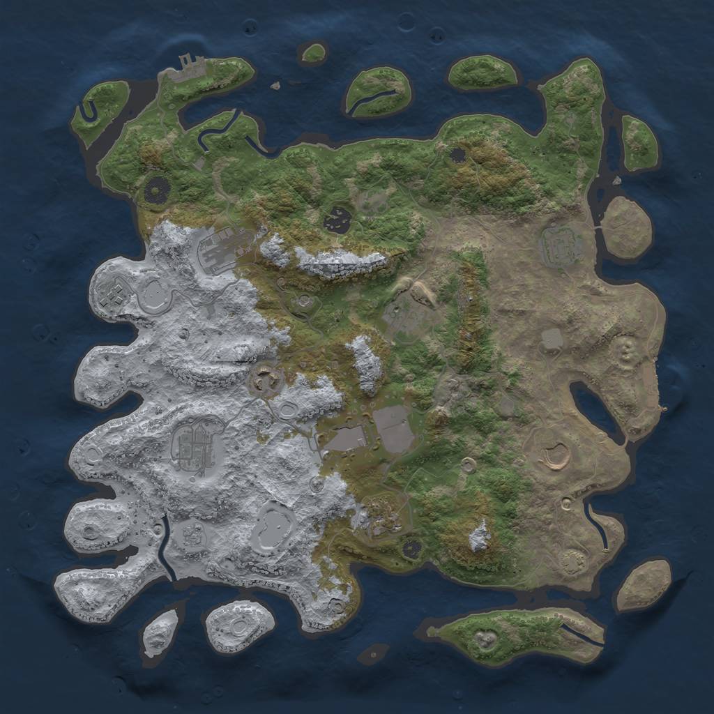 Rust Map: Procedural Map, Size: 3950, Seed: 39542177, 18 Monuments