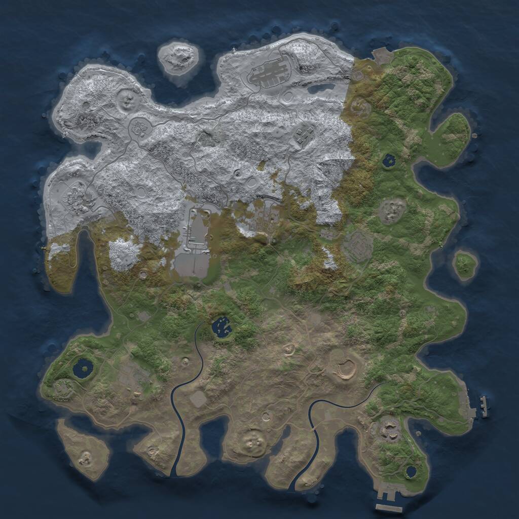 Rust Map: Procedural Map, Size: 3950, Seed: 26175492, 16 Monuments
