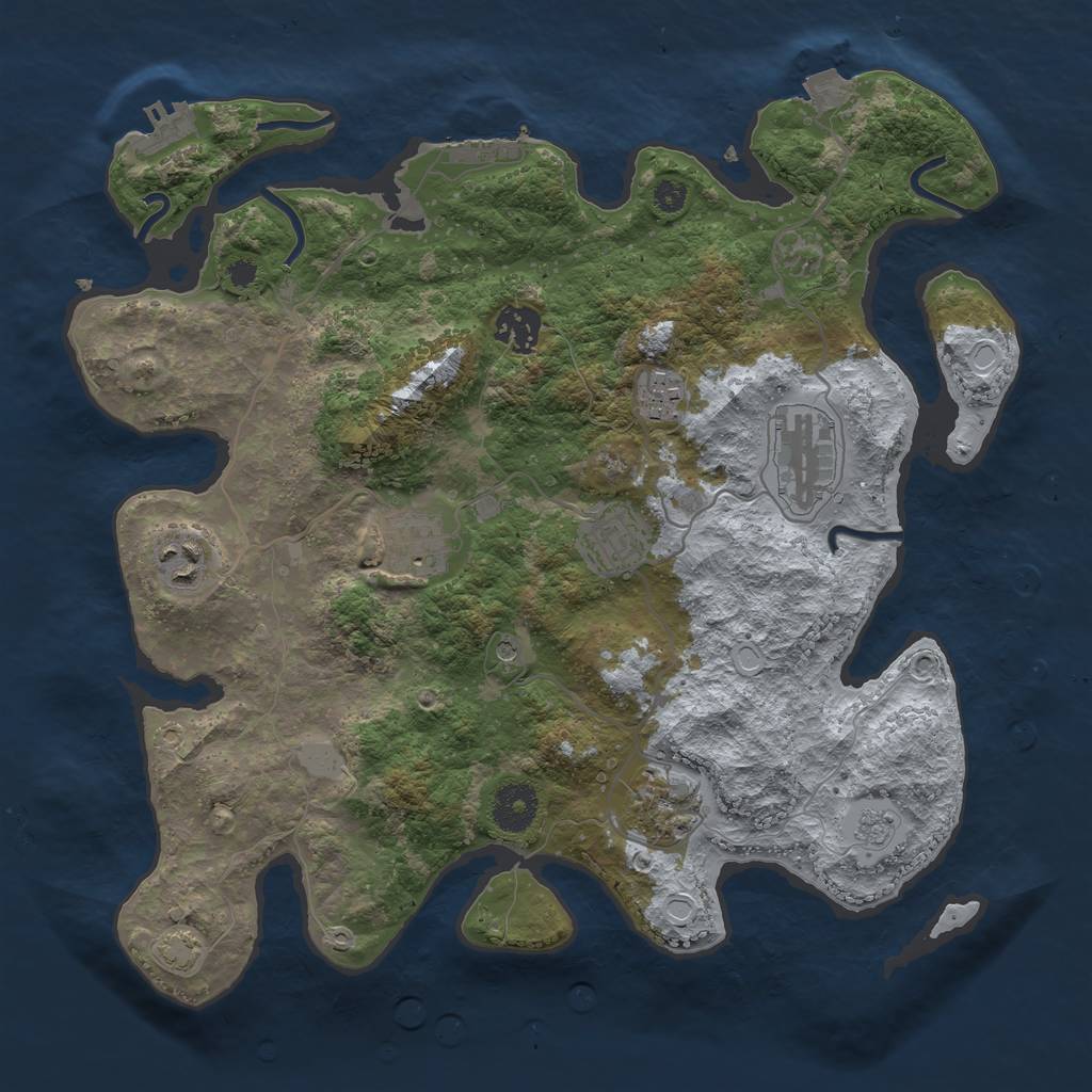 Rust Map: Procedural Map, Size: 3450, Seed: 10563231, 15 Monuments