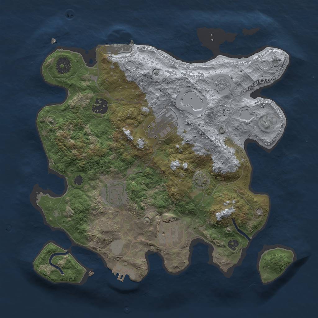 Rust Map: Procedural Map, Size: 3000, Seed: 613607406, 11 Monuments