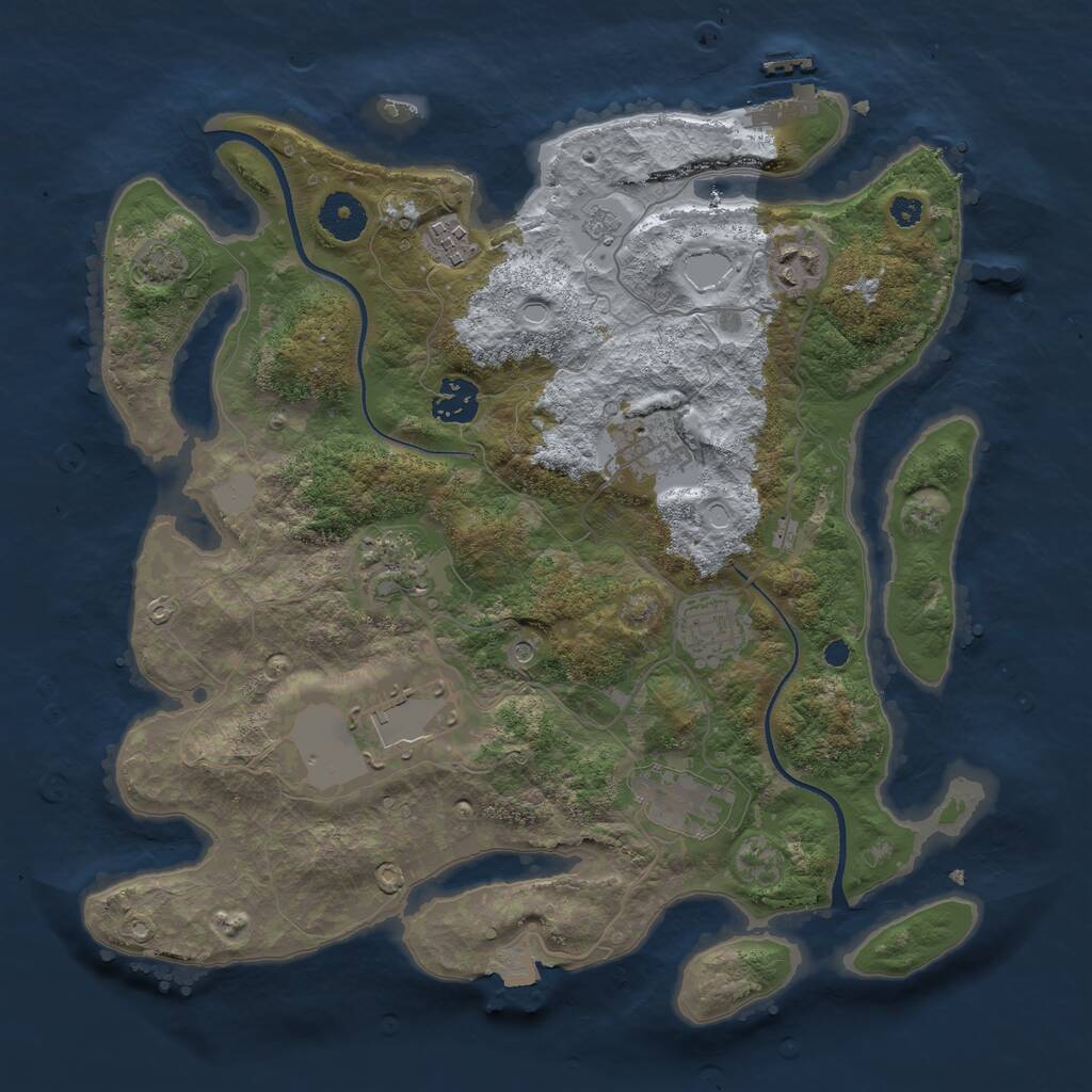 Rust Map: Procedural Map, Size: 3500, Seed: 81513051, 13 Monuments
